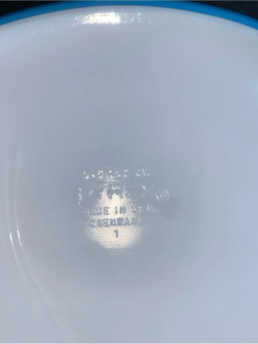 Pyrex White Lid with Blue Floral Band Covered Casserole